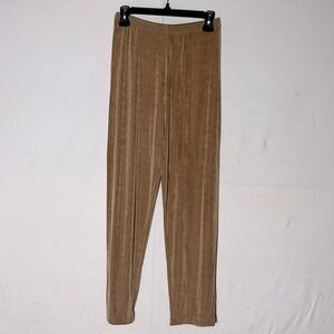 Vintage Kim & Co Tan Stretchy Straight Leg Wrinkle Resistant Pants S